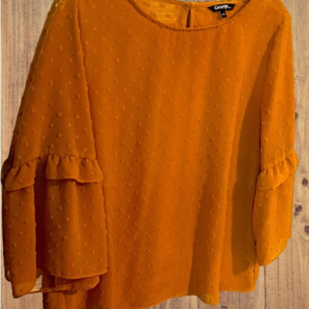 Orange Dot Opaque Bell Sleeve Top